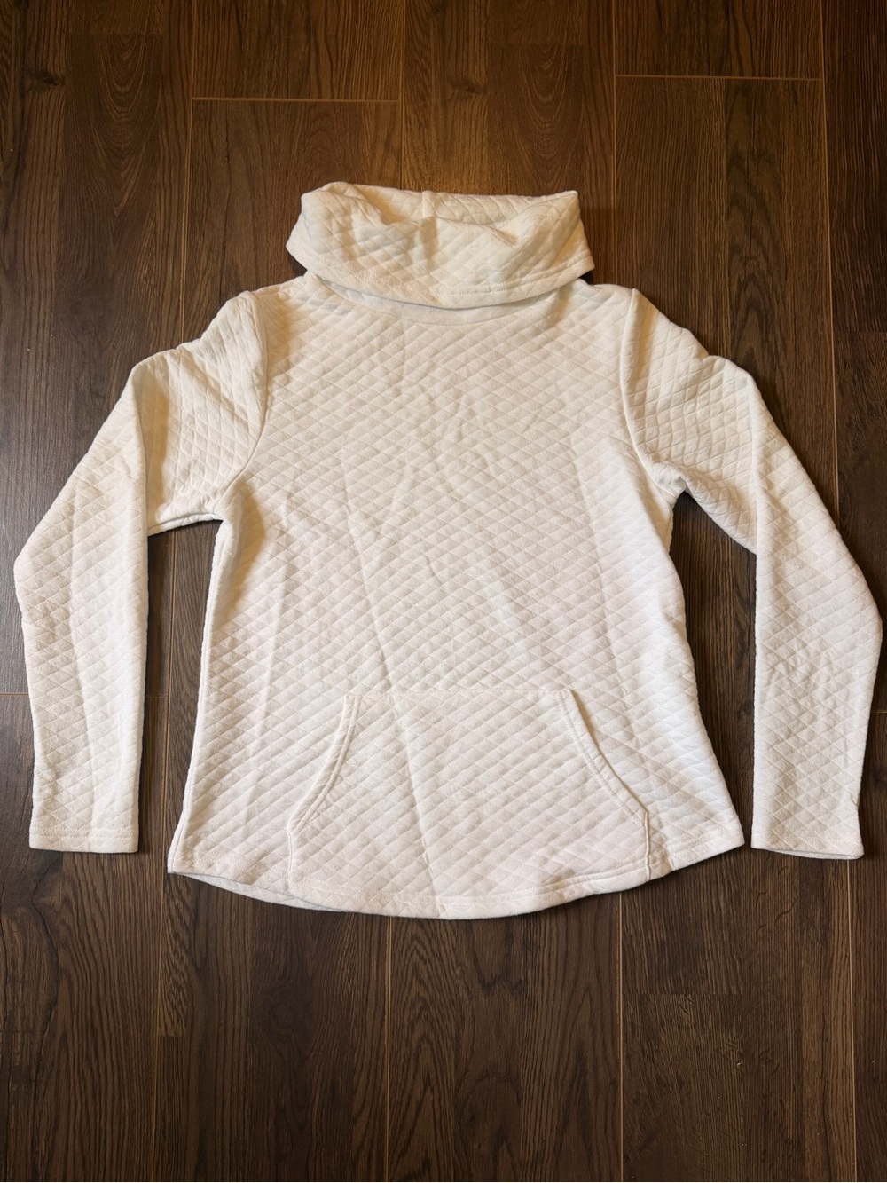 Paper Crane Quilted Cowl-Neck Sweater in Cream